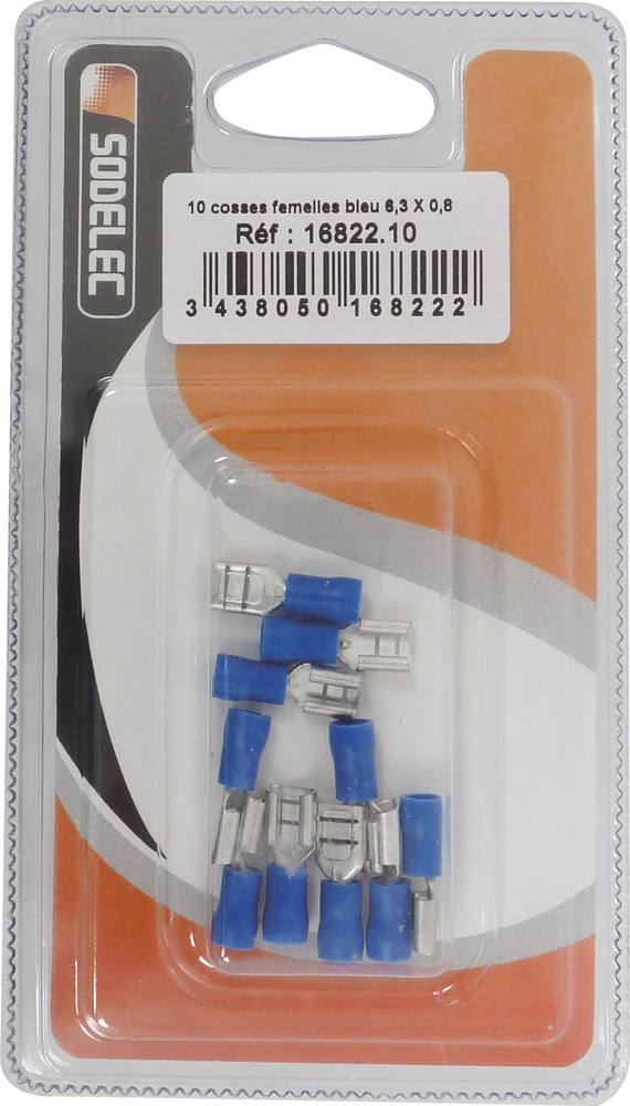 10 COSSES FEM 6.3X0.8 BLEU   BL