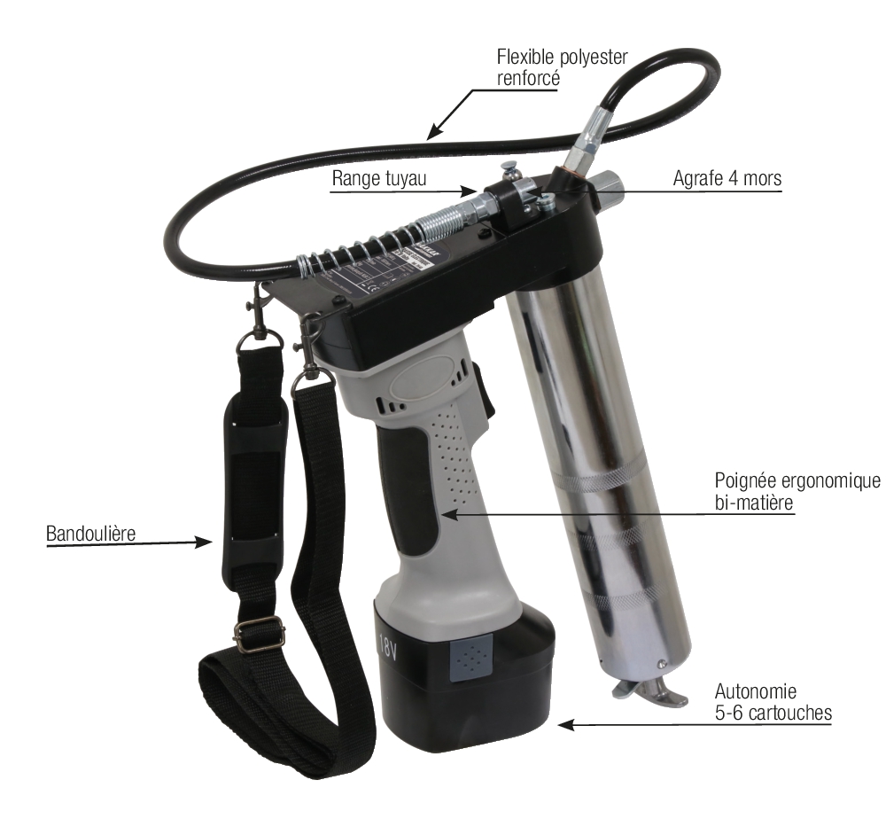 LOT 5X 11389 POMPE A GRAISSE 18V 1