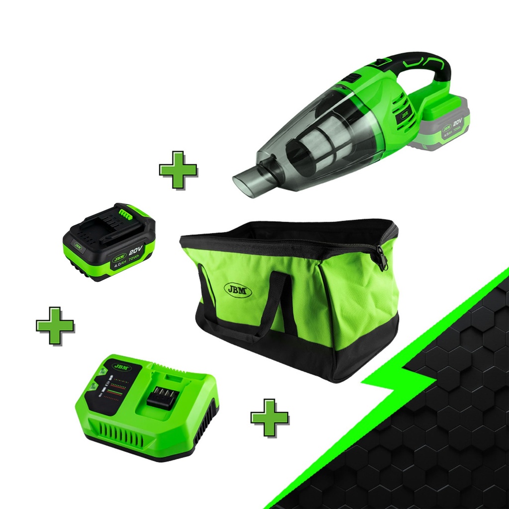 PROMO ASPIRATEUR PORTATIF 60001 + BATTERIE 4.0AH + CHARGEUR 20V + SAC À DOS POUR OUTILS