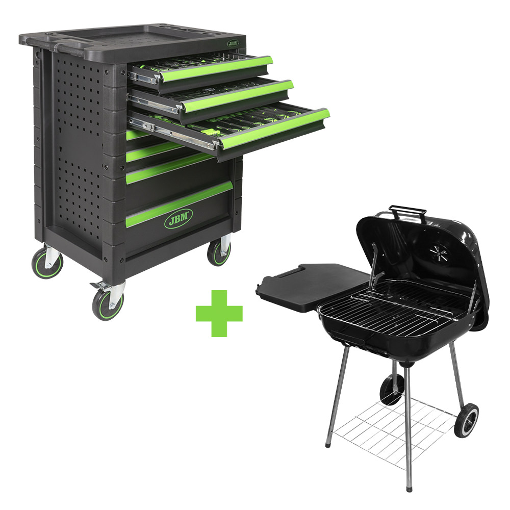 PROMO SERVANTE D'OUTILS 7 TIROIRS - VERD + GRILLE BARBECUE  53931 