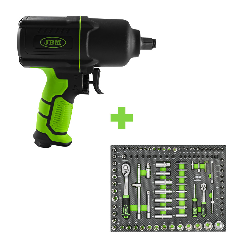 PROMO CLÉ À CHOC 1/2" 1650NM  53726+ MODULE DE DOUILLES 108 PIÈCES 6 PANS 14296