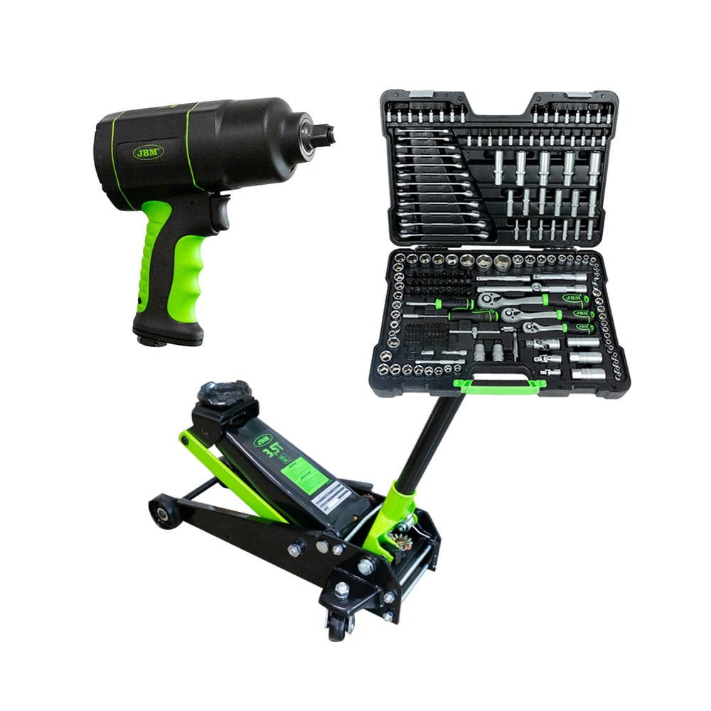 53608 CLÉ À CHOC  1/2" 1200NM+ 50818 CRIC ROULEUR 3,5T+ 54034 COFFRET À OUTILS DE 216 PIÈCES