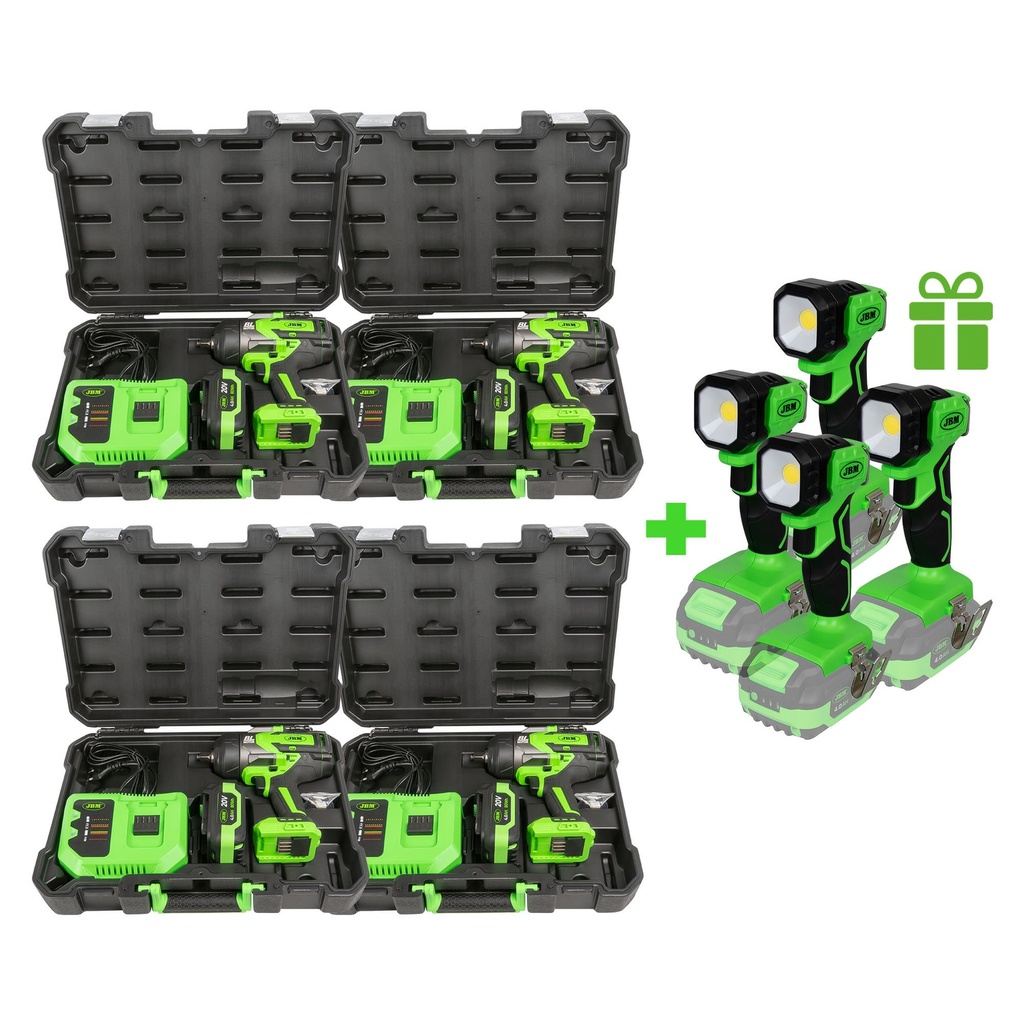 4 X 60044C CLÉ À CHOCS BRUSHLESS 1/2” 1300NM + 4 X WORK LIGHT 60035 CADEAU