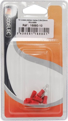 10 COSSES PLATES MALES 2.8X0.5MM RO