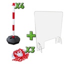 4 POTEAUX 53808 + 3 CHAINES 53809 + 1 ÉCRAN DE MÉTACRYLATE 53835