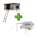 TENTE DE TOIT AVEC COQUE RIGIDE + AUVENT DE VOITURE