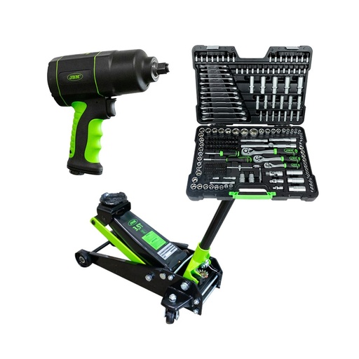 53608 CLÉ À CHOC  1/2" 1200NM+ 50818 CRIC ROULEUR 3,5T+ 54034 COFFRET À OUTILS DE 216 PIÈCES
