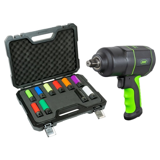 53988 SET DE 10 DOUILLES D'IMPACT+ 53608 CLÉ À CHOC 1/2" 1200NM