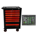 53766 SERVANTE DE 7 TIRORS SANS OUTILS ROUGE + 14296Y MODULE DE DOUILLES 108 PIÈCES 6 PANS - OUTILS